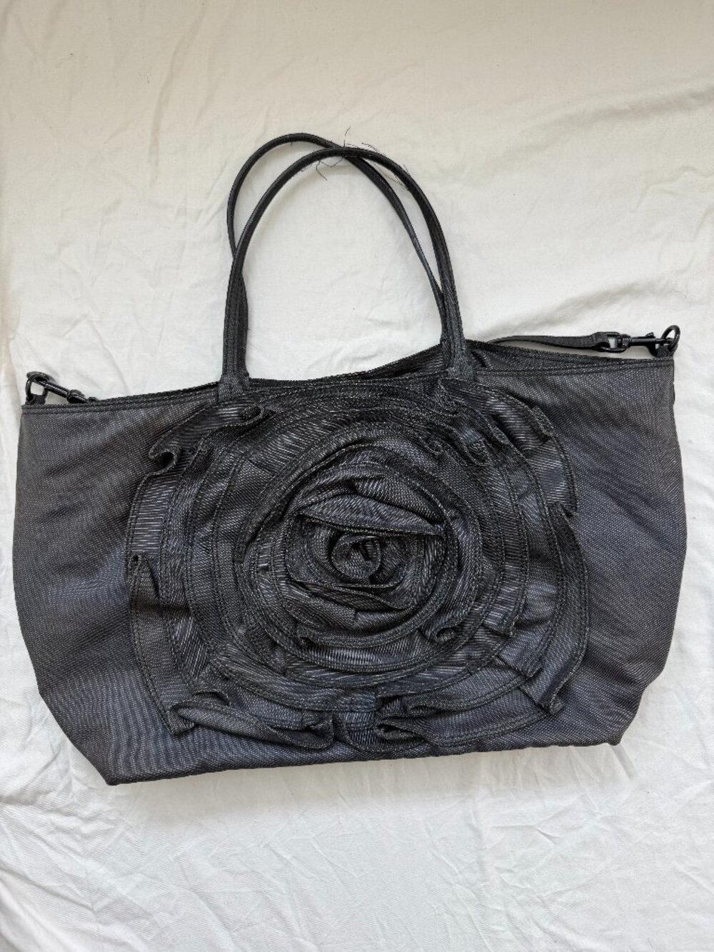 Valentino Garavani Petale Rose Tote Black Denim Spring 2010
